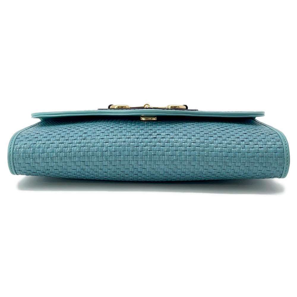 Gucci Chain Shoulder Bag Horsebit Straw Tan Clutch - Picture 3 of 12